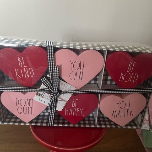 Rae Dunn Wooden Conversation Hearts Set of 6 - Picture 2 of 2